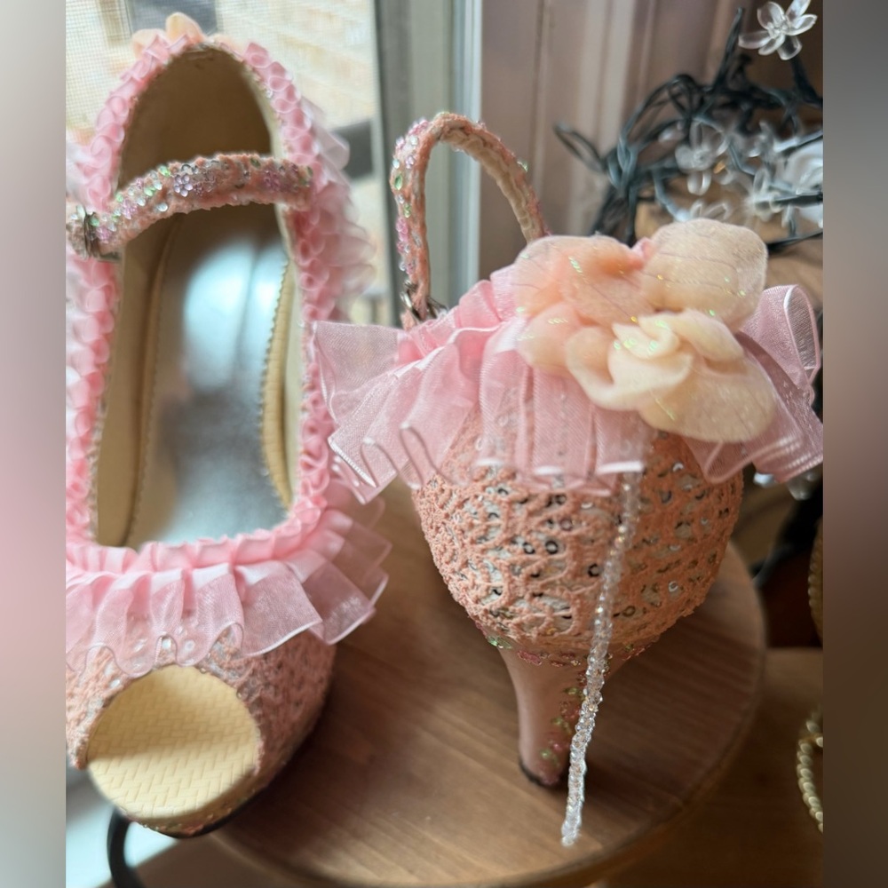 Customized OOAK Hand-Adorned Women’s Statement Heels Platform Pumps Size 42/10
